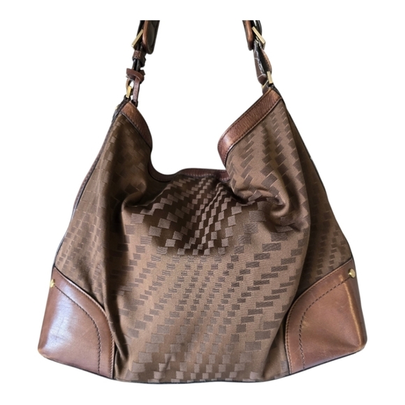 Cole Haan Leather Shoulder Handbag Satchel Women Brown Large - Picture 4 of 16